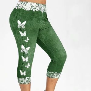 Butterfly & Denim Print skinny leggings